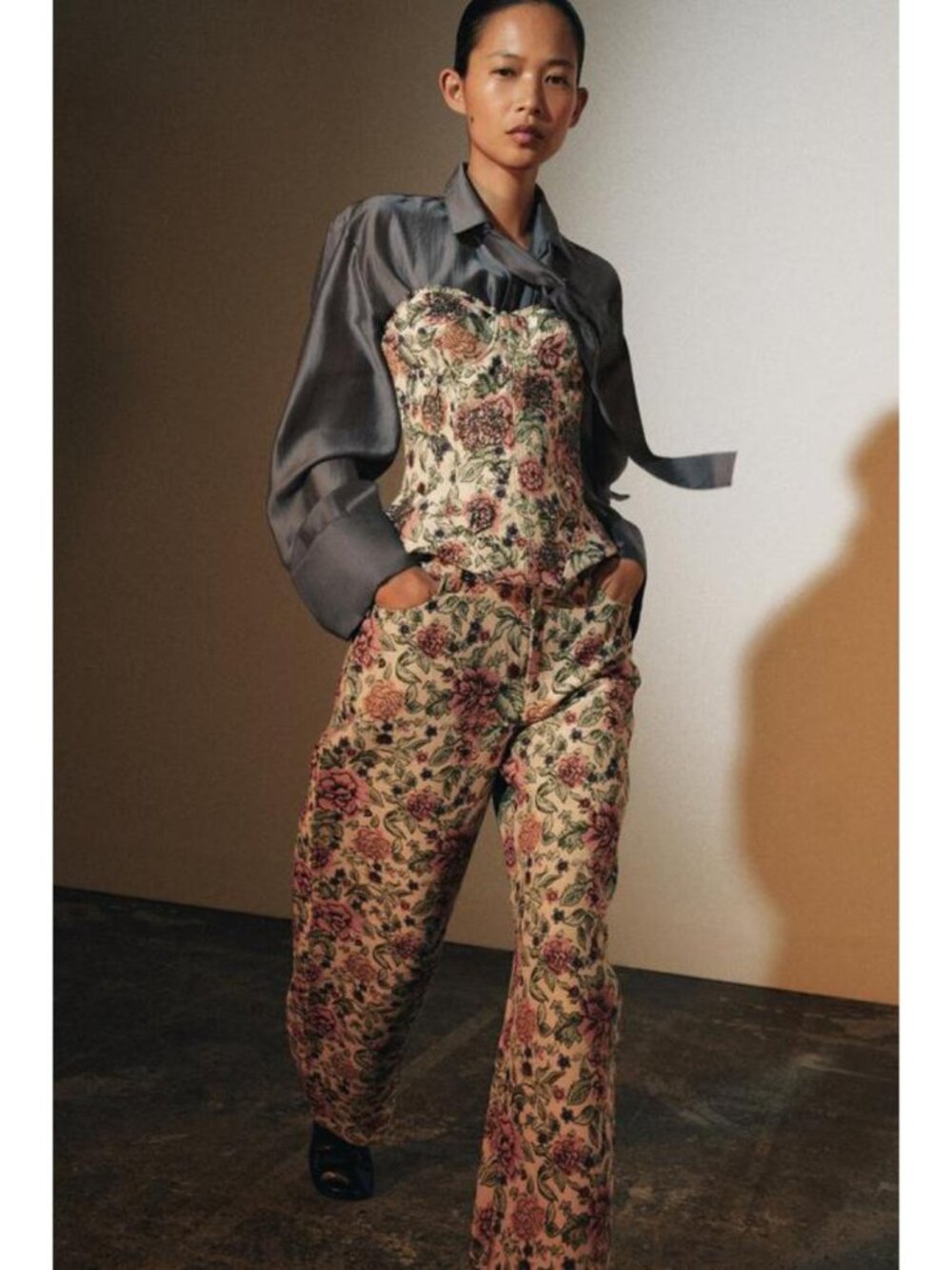 ZARA ZW COLLECTION FLORAL JACQUARD CORSET 7521/260/330